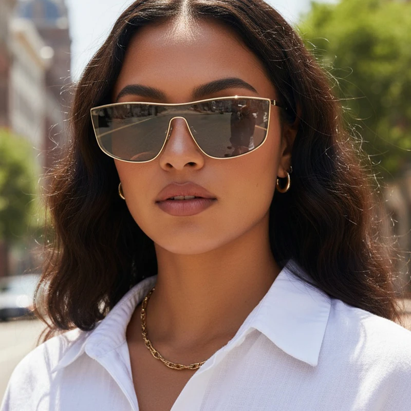 Metal Frame One-piece Sunglass - Metal Photo Panel review and price
