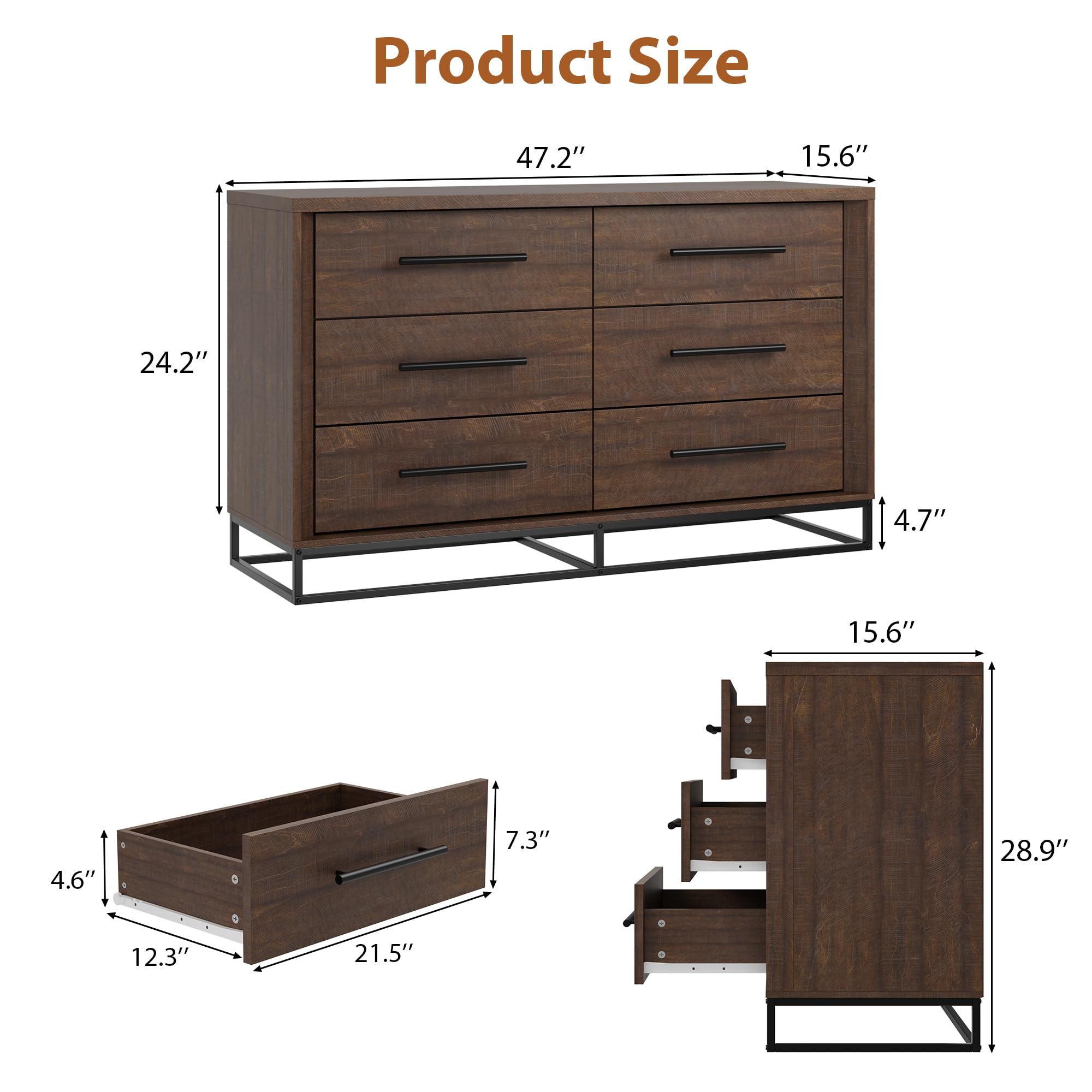 6 Drawer Dresser for Bedroom,  - Metal Photo Panel review and price