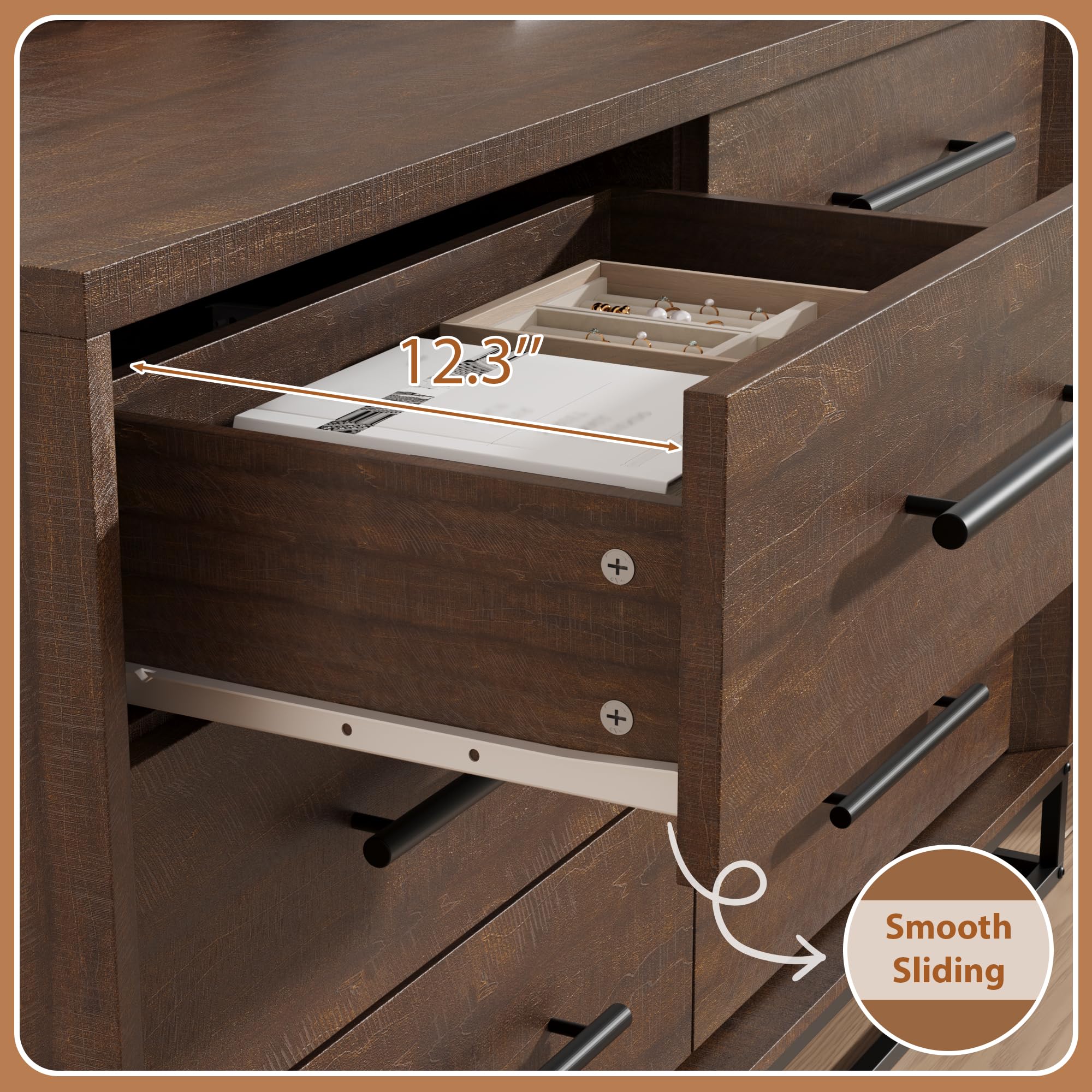 6 Drawer Dresser for Bedroom,  - Metal Photo Panel review and price