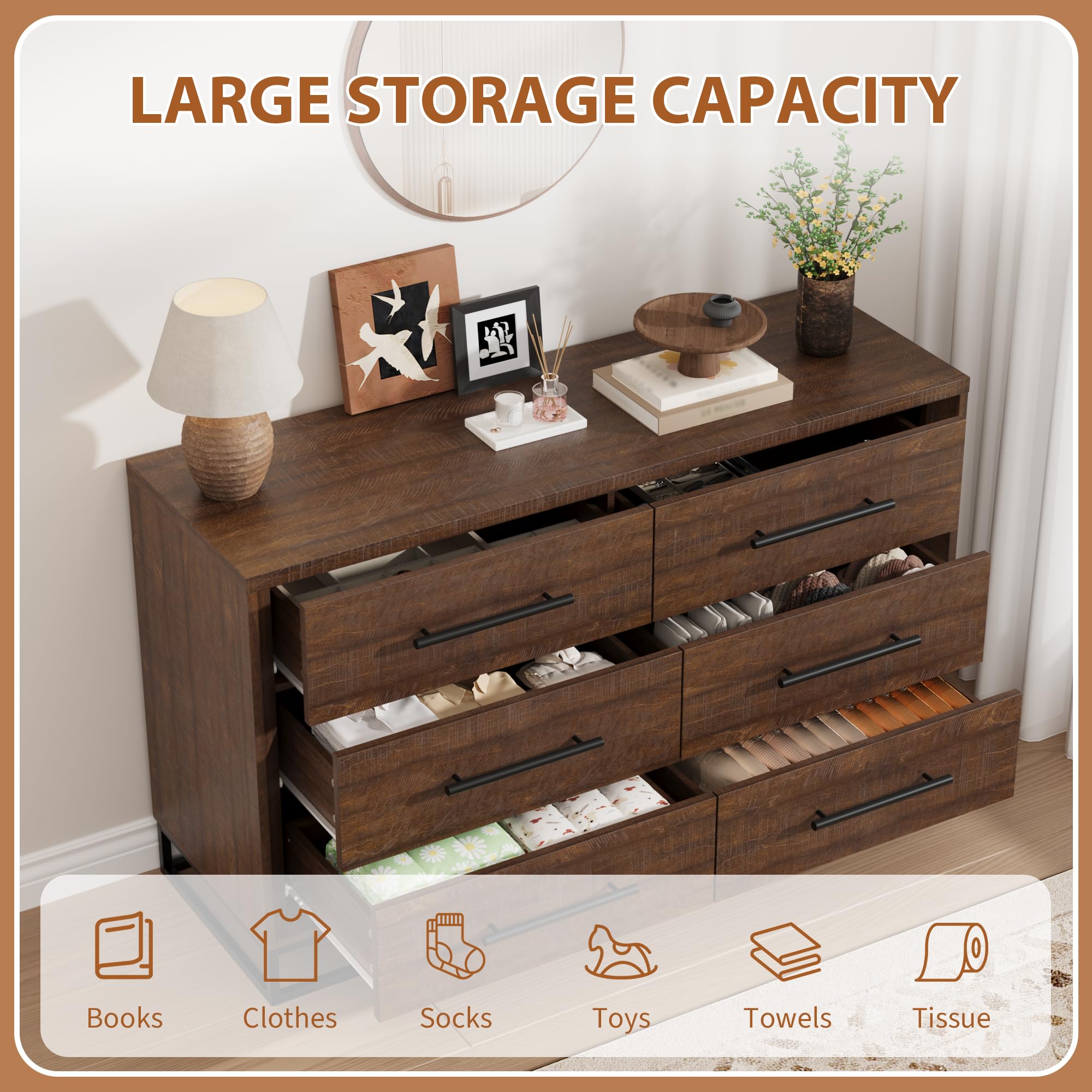 6 Drawer Dresser for Bedroom,  - Metal Photo Panel review and price